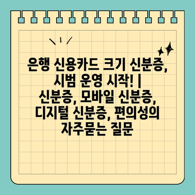 은행 신용카드 크기 신분증, 시범 운영 시작! | 신분증, 모바일 신분증, 디지털 신분증, 편의성