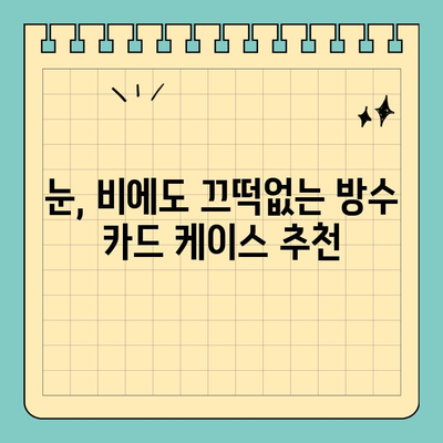 비와 눈에도 안전하게! 신용카드 보호 방수 케이스 추천 | 방수, 카드 보호, 비, 눈, 추천, 리뷰