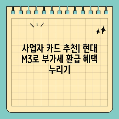 개인사업자를 위한 현명한 선택! 현대 M3 신용카드 혜택 총정리 | 사업자 카드 추천, 현대카드 M3, 부가세 환급, 사업자 혜택