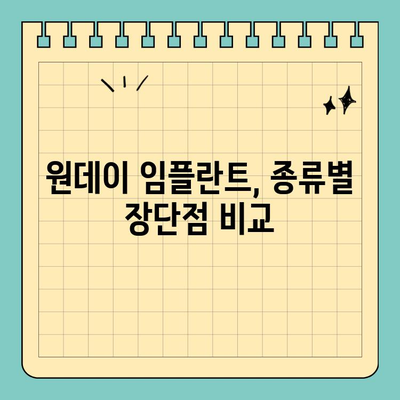 원데이 임플란트 수술 방법 비교| 나에게 맞는 방법은? | 임플란트 종류, 장단점, 비용, 주의사항