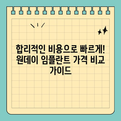원데이 임플란트 가격 비교| 빠른 결정을 위한 가이드 | 임플란트 가격, 비용, 장점, 단점, 후기, 추천