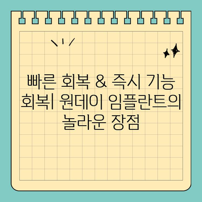 원데이 임플란트| 당일 빠른 식립으로 치료 기간 단축 | 빠른 회복, 즉시 기능 회복, 장점과 단점 비교