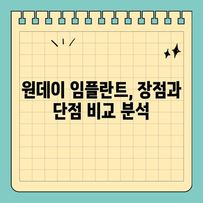 원데이 임플란트 비용 비교 가이드| 나에게 맞는 선택 | 원데이 임플란트, 비용, 가격, 차이점, 추천