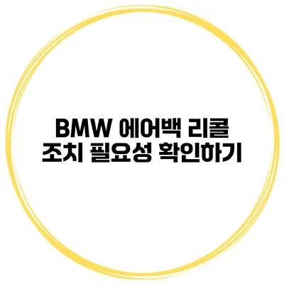 BMW 에어백 리콜 조치 필요성 확인하기