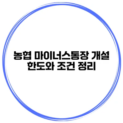 농협 마이너스통장 개설 한도와 조건 정리