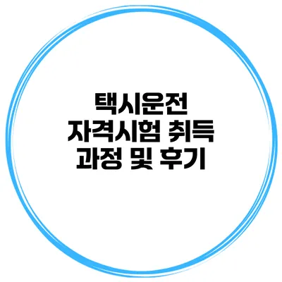 택시운전 자격시험 취득 과정 및 후기