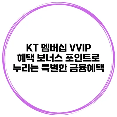 KT 멤버십 VVIP 혜택: 보너스 포인트로 누리는 특별한 금융혜택