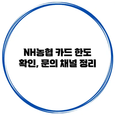 NH농협 카드 한도 확인, 문의 채널 정리
