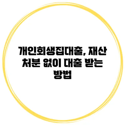 개인회생집대출, 재산 처분 없이 대출 받는 방법