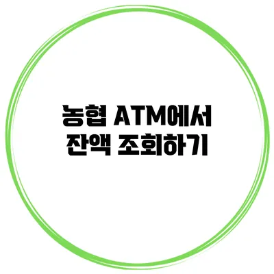 농협 ATM에서 잔액 조회하기