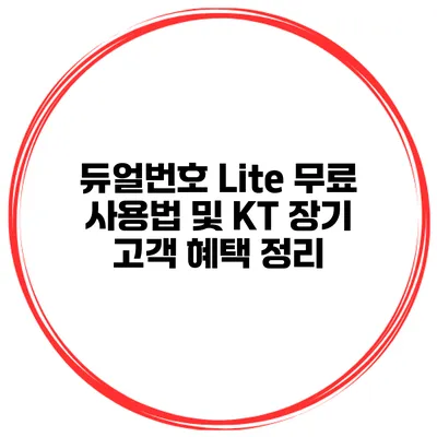 듀얼번호 Lite 무료 사용법 및 KT 장기 고객 혜택 정리