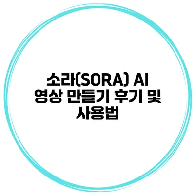 소라(SORA) AI 영상 만들기 후기 및 사용법