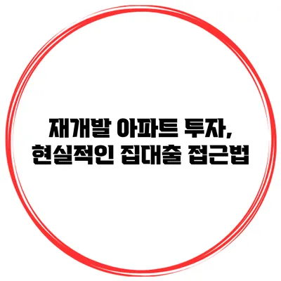 재개발 아파트 투자, 현실적인 집대출 접근법