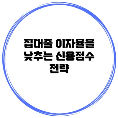 집대출 이자율을 낮추는 신용점수 전략