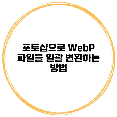 포토샵으로 WebP 파일을 일괄 변환하는 방법
